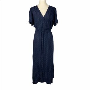 Gap Factory Blue Dot Wrap MIDI Dress